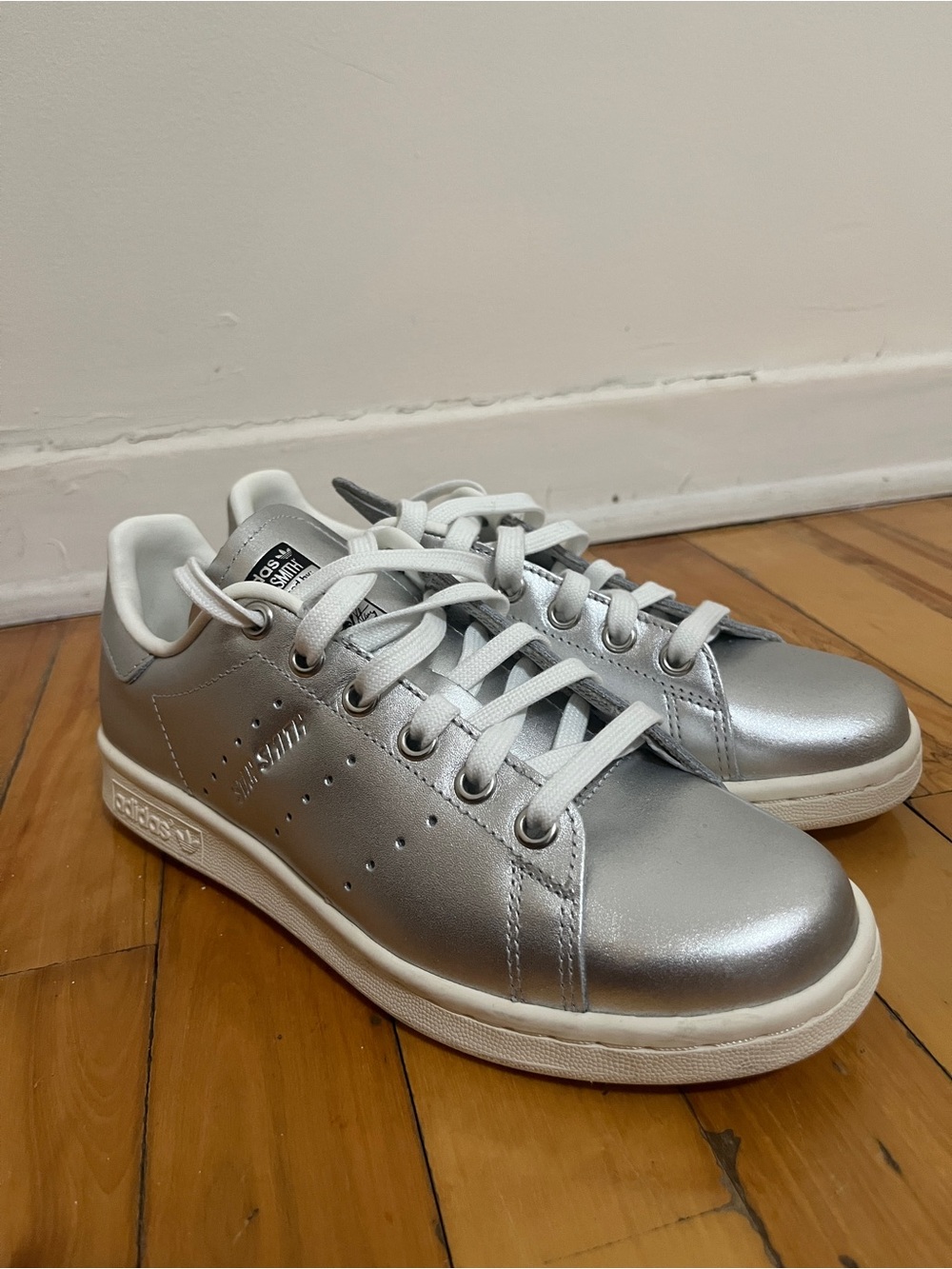 Adidas Stan Smith  Metallic Silver Low-Top Sneakers